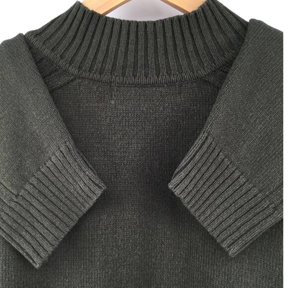 Oscar de la Renta 100% Cotton Rib Knit Snap Button Henley Large Olive - Picture 3 of 4